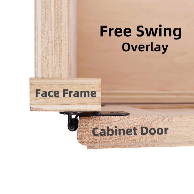 DecoBasics Free Swinging (Non Self-Closing) Overlay Cabinet Hinges Black â€“ 50 Pack (25 Pairs) for Kitchen Cabinet Doors â€“ Matte Black w/Matching Screws & Quiet Bumpers - Image 3